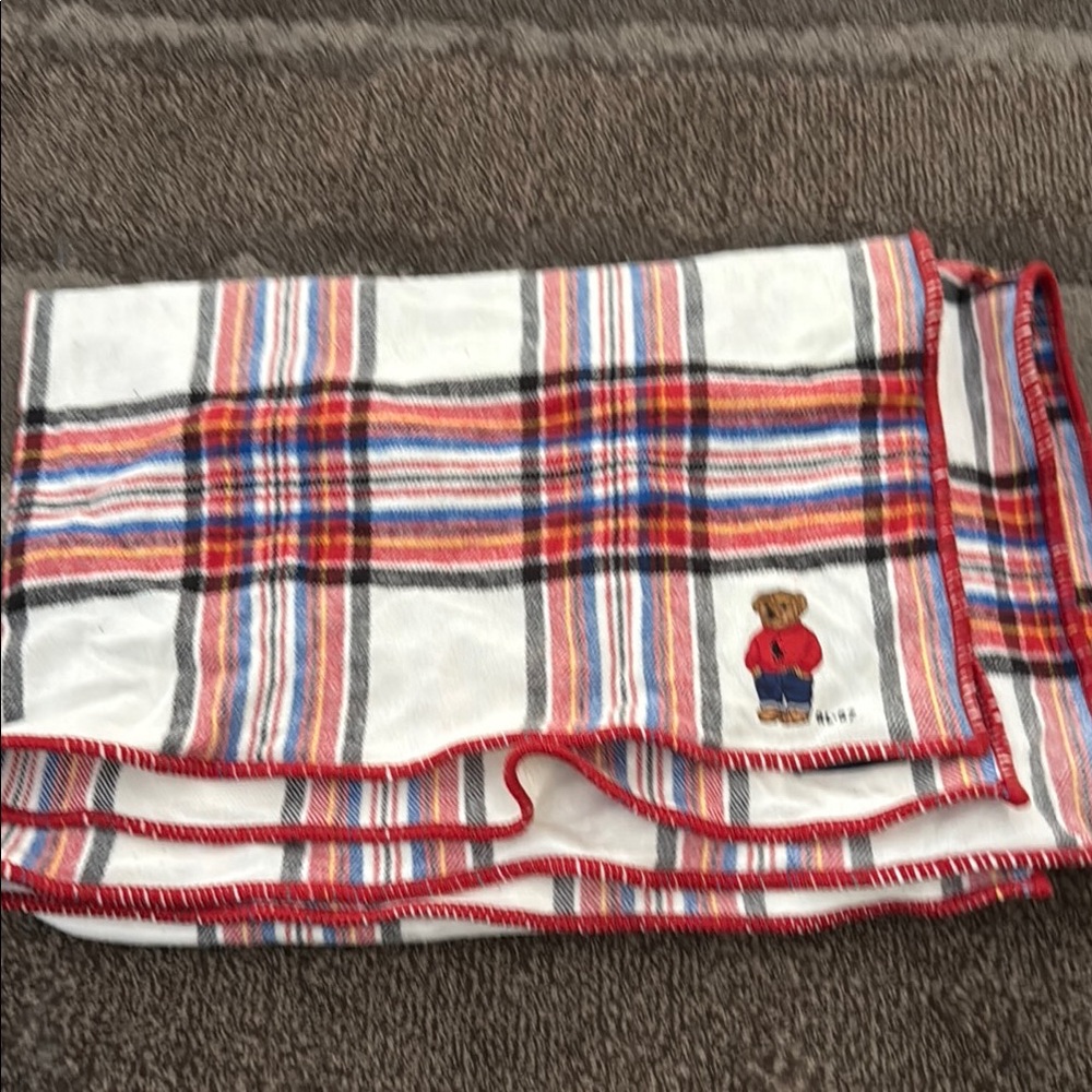 Polo Ralph Lauren Multicolor Plaid Blanket with Bear